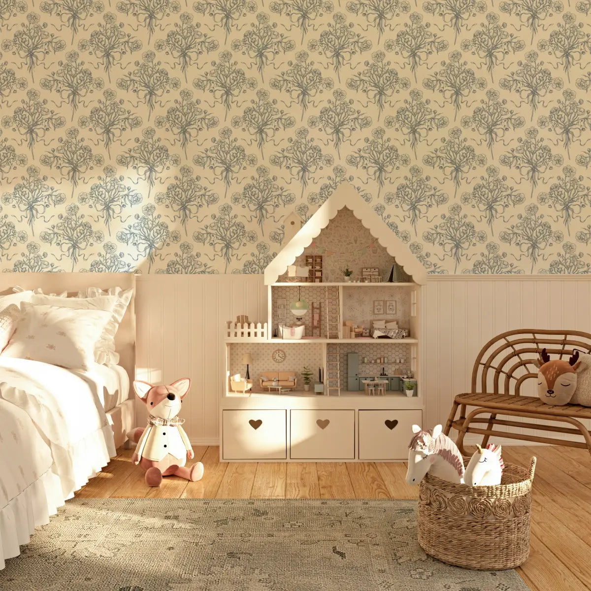 Adeline Wallpaper - Victorian Flower Bouquet - by Ali Anni - Loomwell Home Goods
