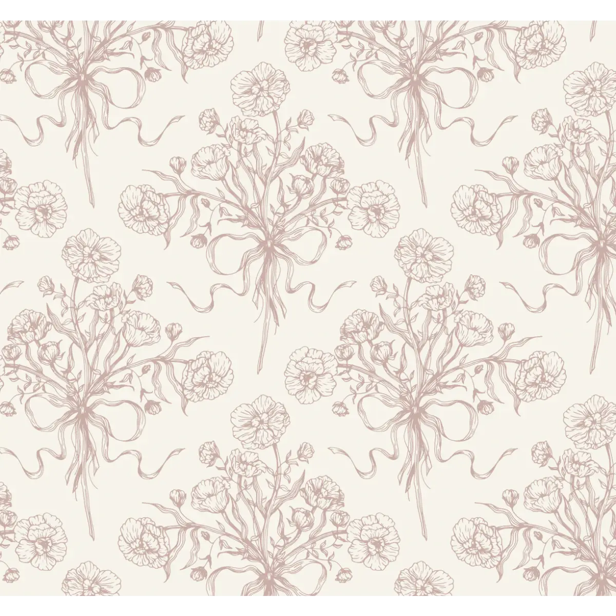Adeline Wallpaper - Victorian Flower Bouquet - by Ali Anni - Sample 1 foot by 1 foot / Pink / Large - Loomwell Home