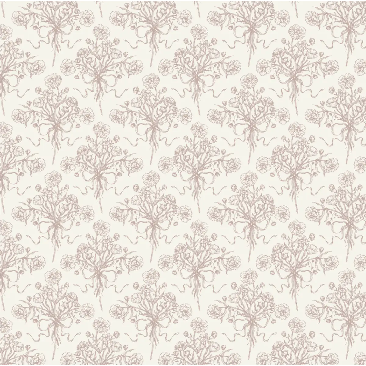 Adeline Wallpaper - Victorian Flower Bouquet - by Ali Anni - Sample 1 foot by 1 foot / Pink / Small - Loomwell Home