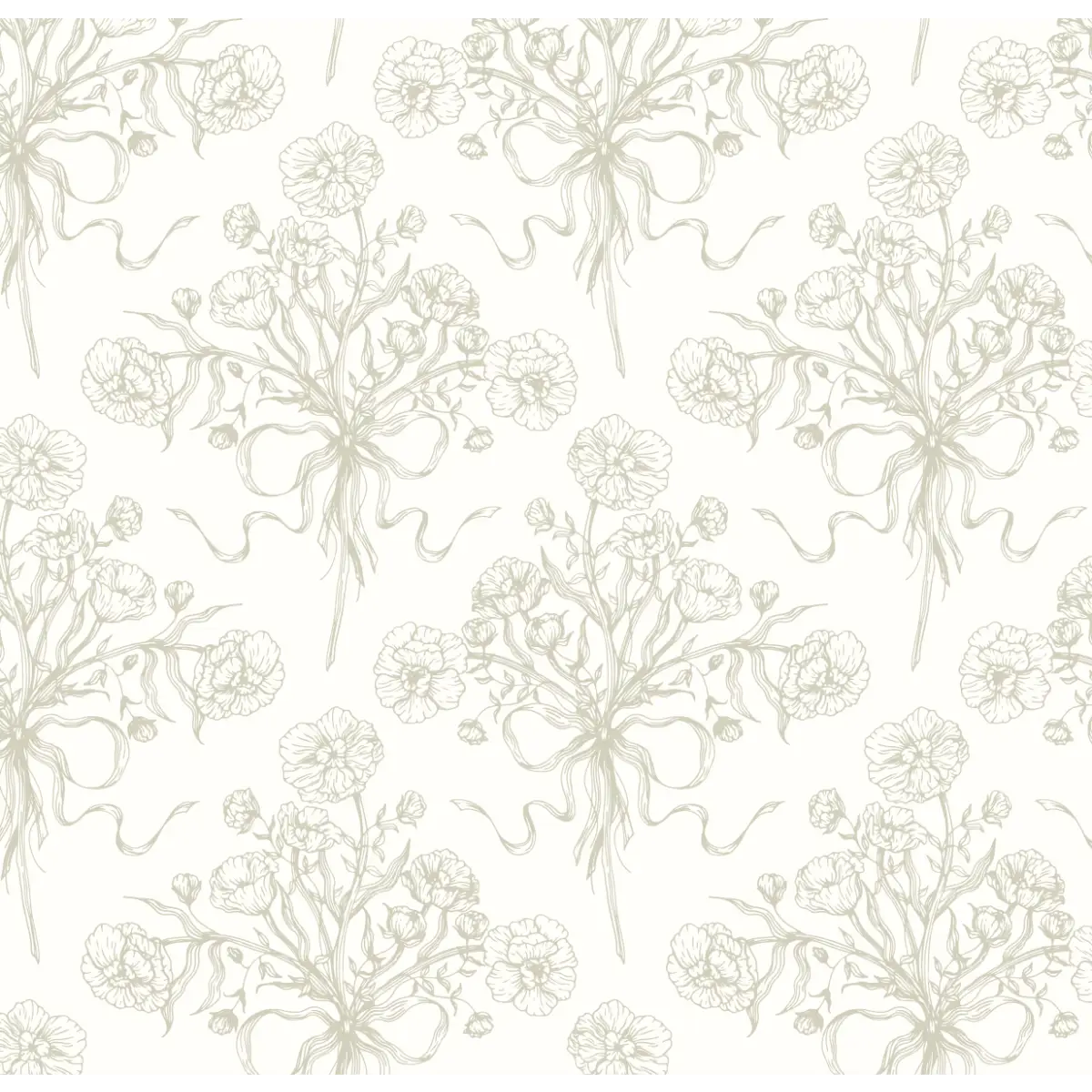 Adeline Wallpaper - Victorian Flower Bouquet - by Ali Anni - Sample 1 foot by 1 foot / Sage / Large - Loomwell Home