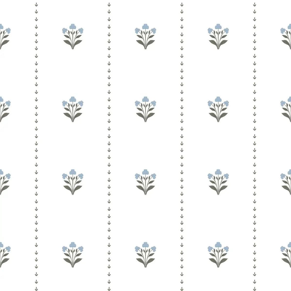 Adell Wallpaper - Sweet Flowers - by Megan Lindsey Illustration - Sample 1 foot by 1 foot / Blue - Loomwell Home Goods