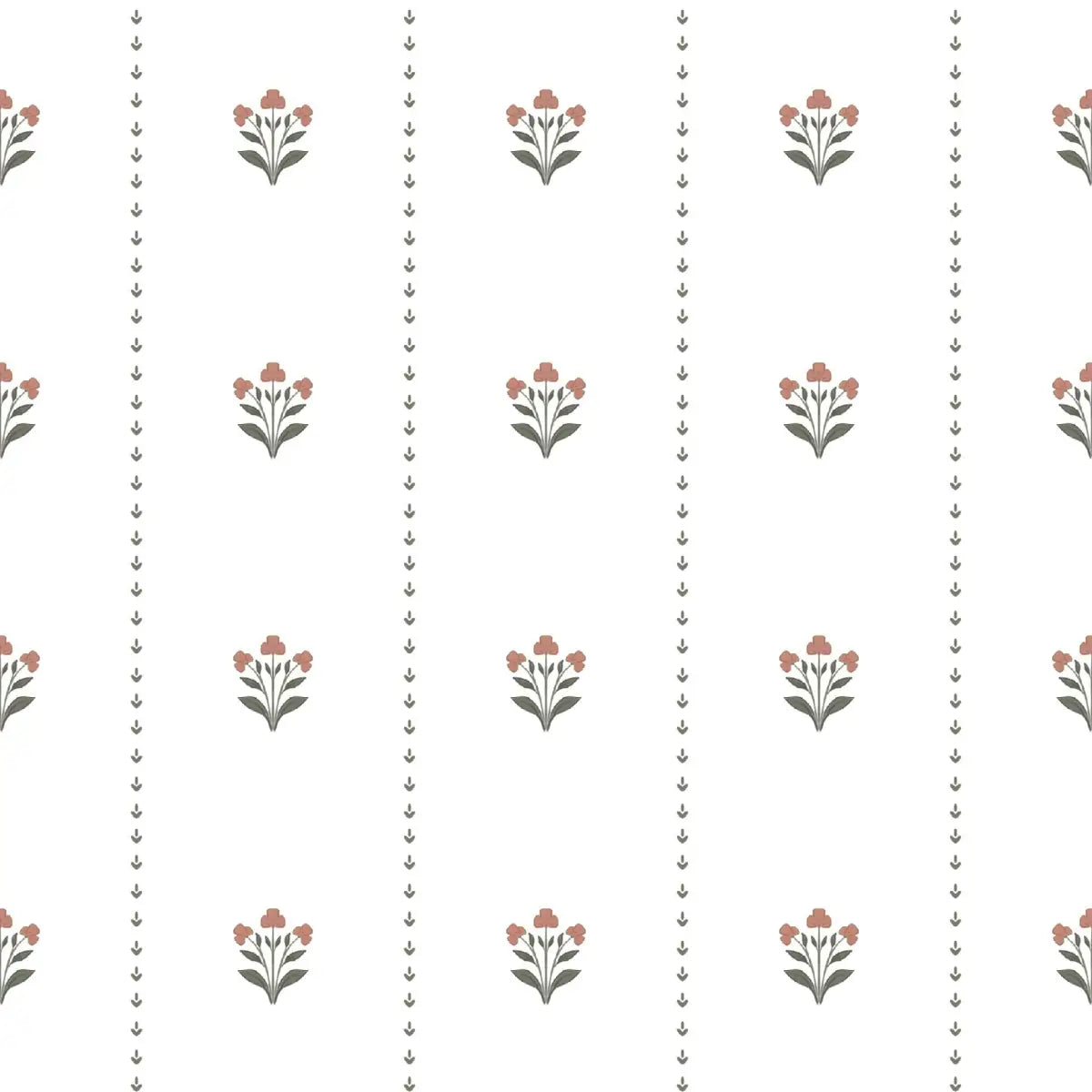 Adell Wallpaper - Sweet Flowers - by Megan Lindsey Illustration - Sample 1 foot by 1 foot / Pink - Loomwell Home Goods