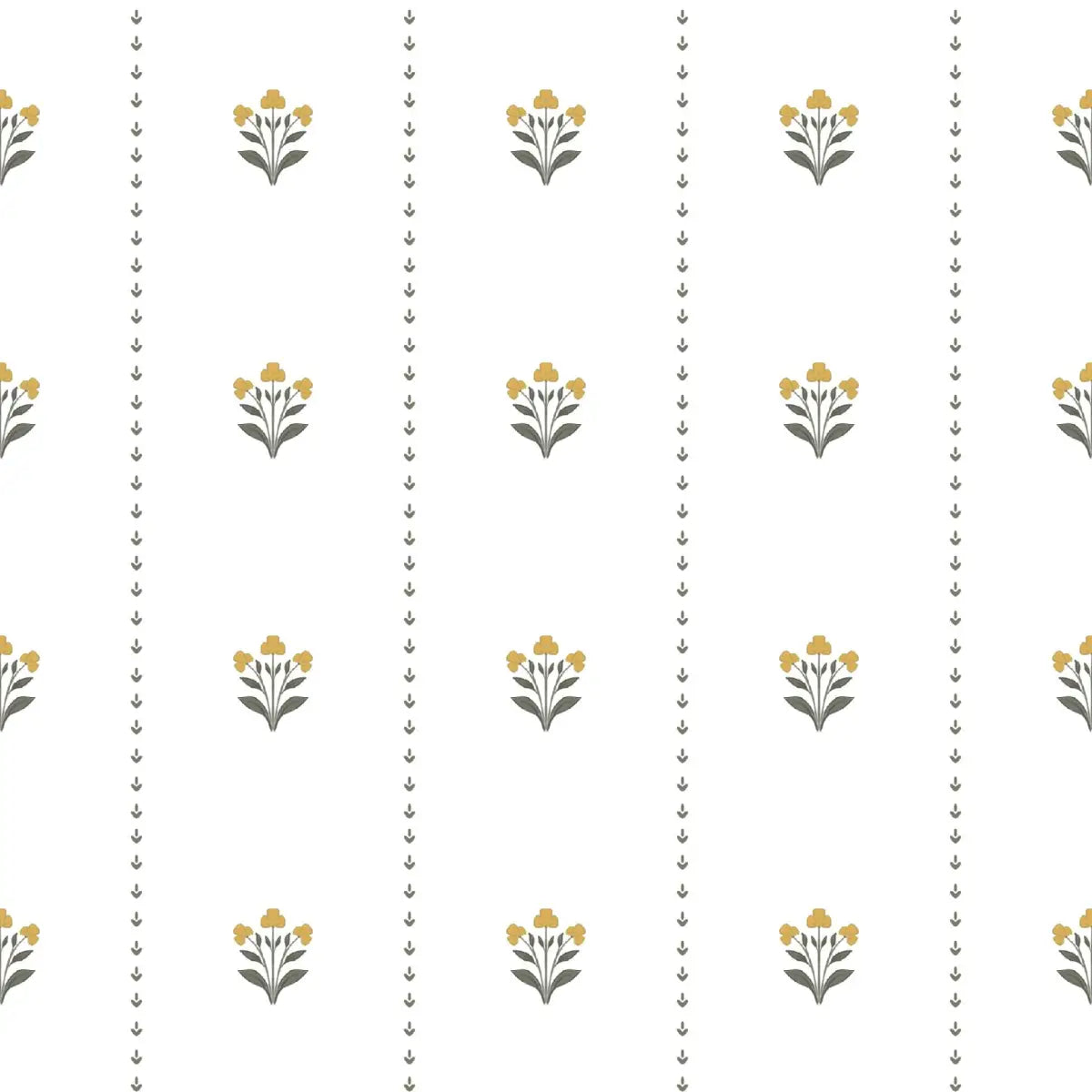 Adell Wallpaper - Sweet Flowers - by Megan Lindsey Illustration - Sample 1 foot by 1 foot / Yellow - Loomwell Home Goods