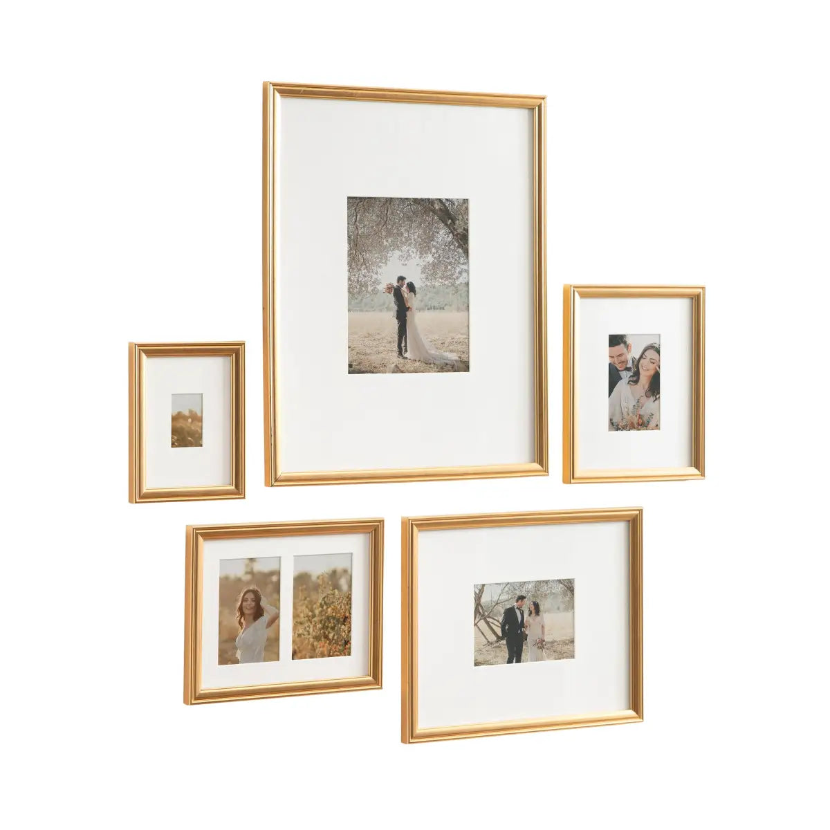 Adlynn Wall Picture Frames - Set of 5 - Gold - kateandlaurel