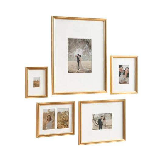 Adlynn Wall Picture Frames - Set of 5 - Gold - kateandlaurel