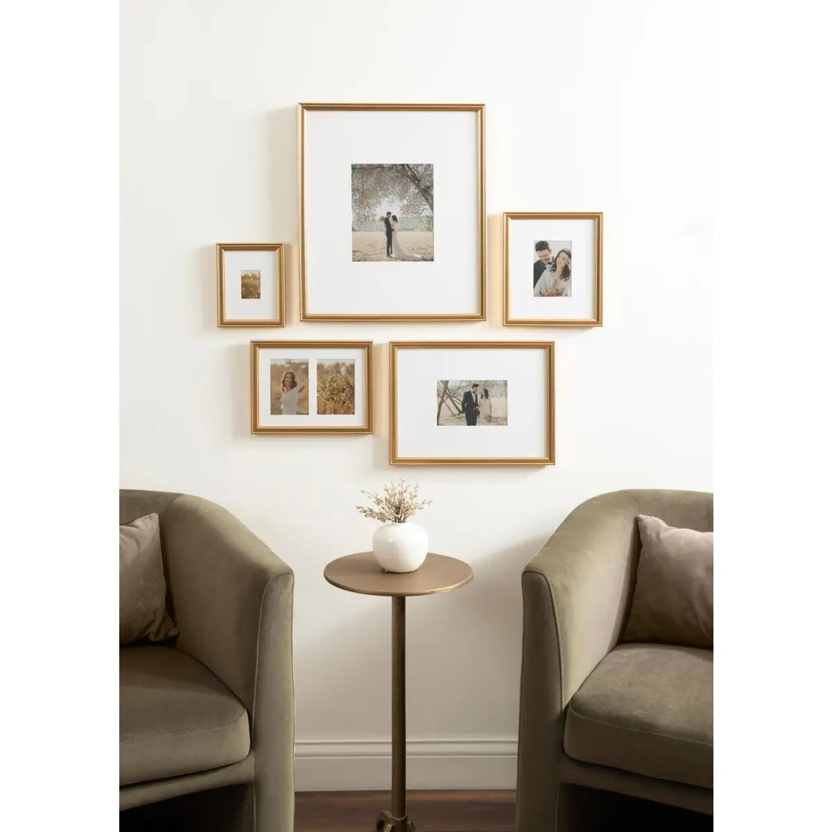Adlynn Wall Picture Frames - Set of 5 - Gold - kateandlaurel