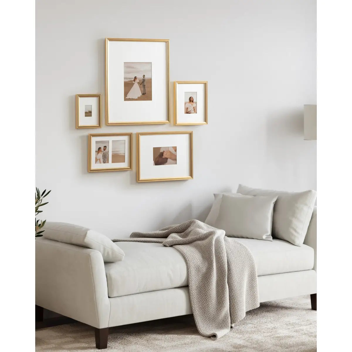 Adlynn Wall Picture Frames - Set of 5 - Gold - kateandlaurel