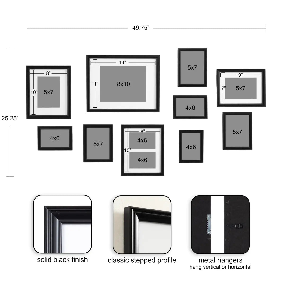Adlynn Gallery Wall Picture Frames - Set of 10 - kateandlaurel