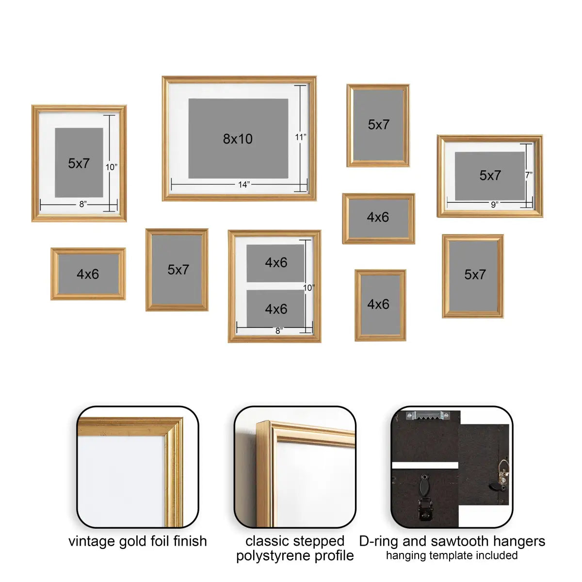 Adlynn Gallery Wall Picture Frames - Set of 10 - kateandlaurel