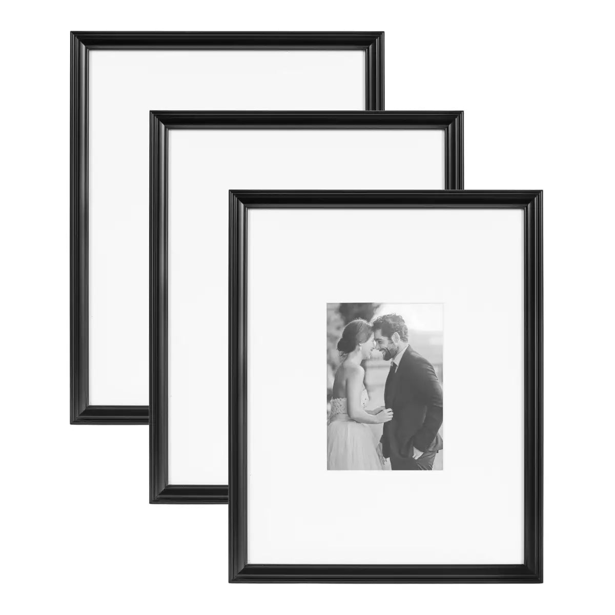 Adlynn Photo Frames - Set of 3 - Black / 11x14 matted to 5x7 - kateandlaurel