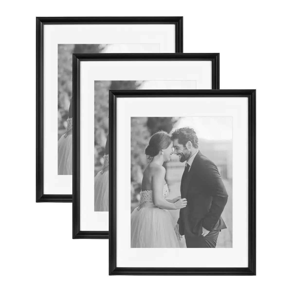 Adlynn Photo Frames - Set of 3 - Black / 14x18 matted to 11x14 - kateandlaurel
