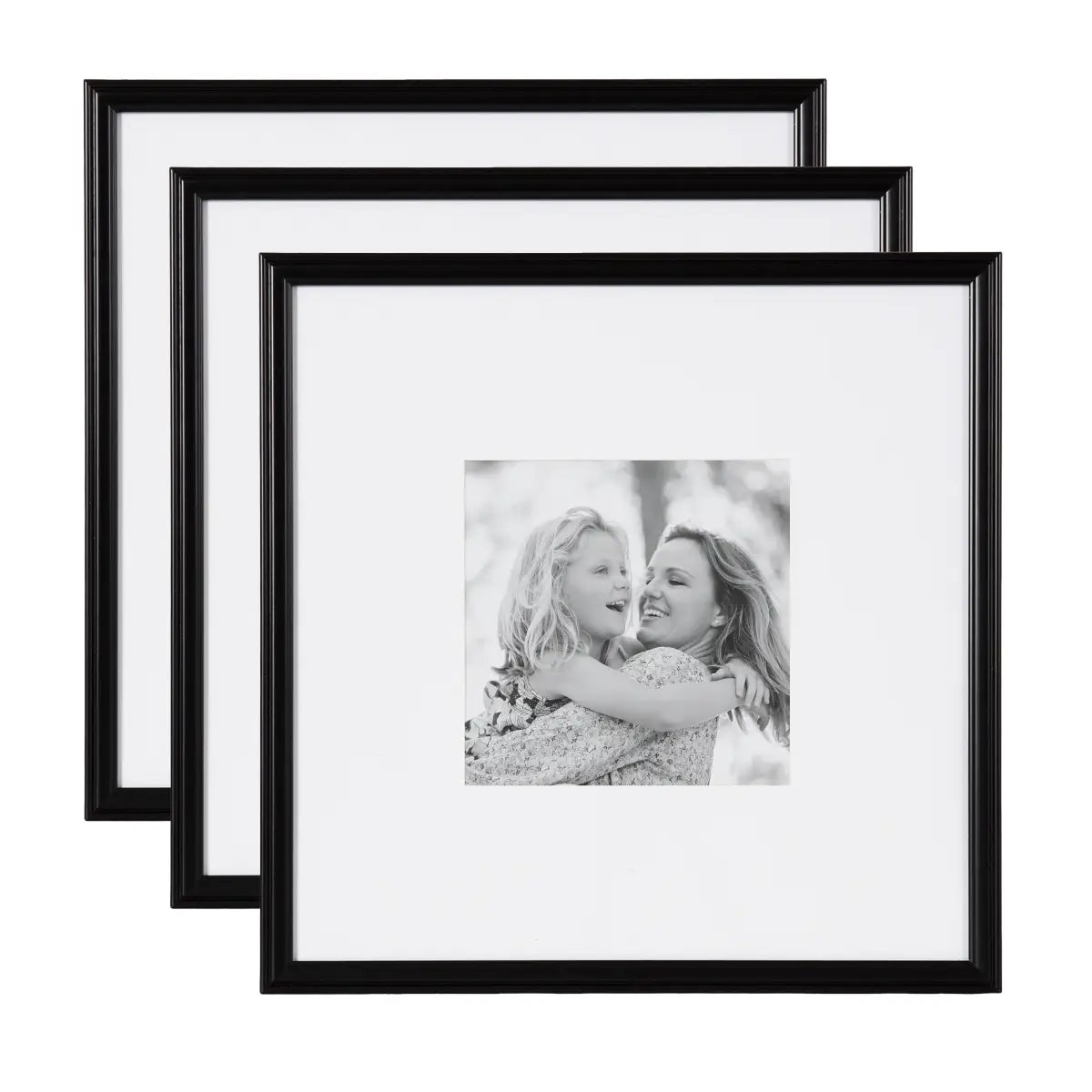 Adlynn Photo Frames - Set of 3 - Black / 16x16 matted to 8x8 - kateandlaurel