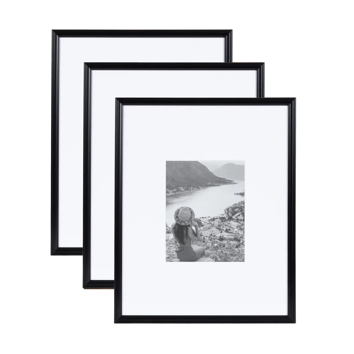 Adlynn Photo Frames - Set of 3 - Black / 16x20 matted to 8x10 - kateandlaurel