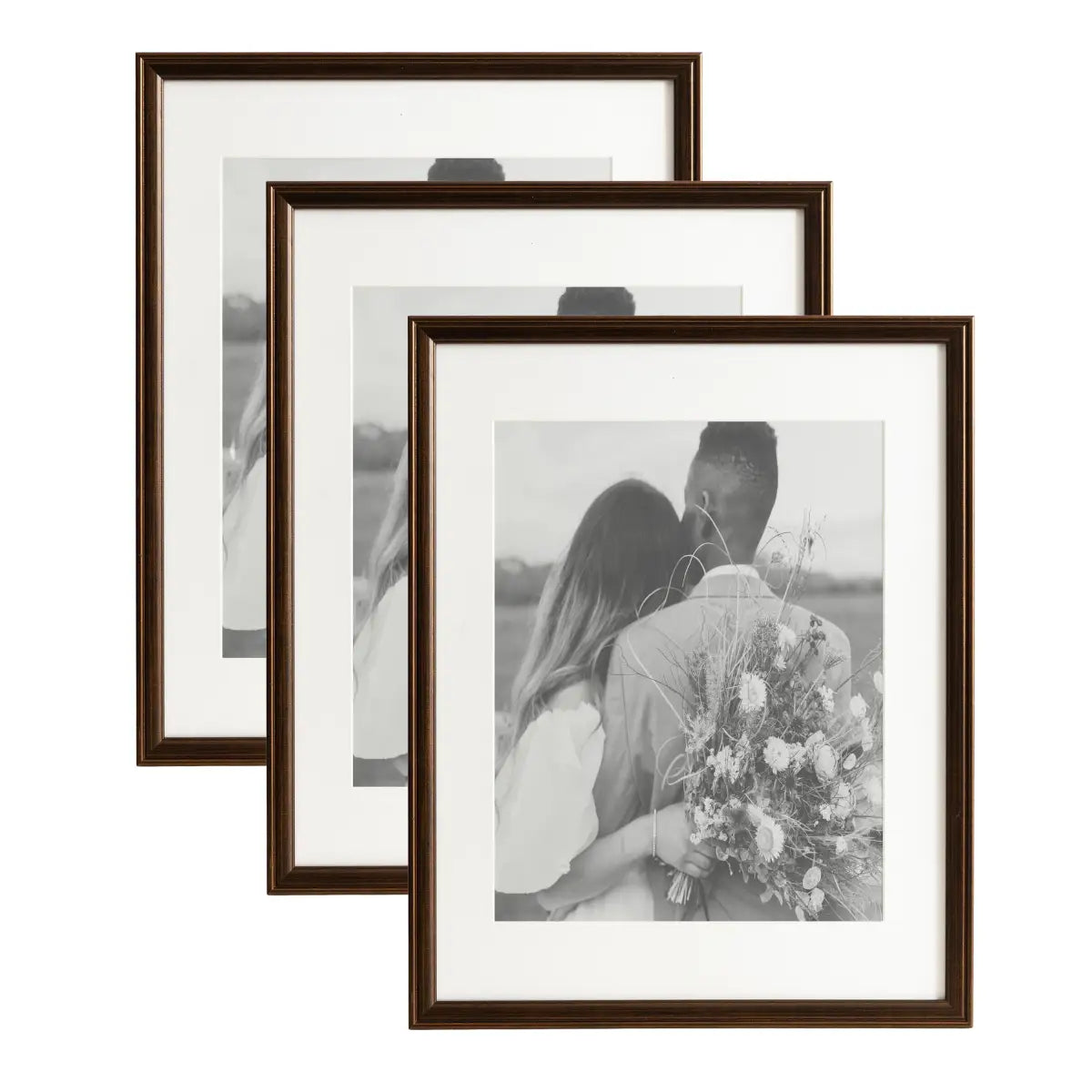 Adlynn Photo Frames - Set of 3 - Bronze / 14x18 matted to 11x14 - kateandlaurel