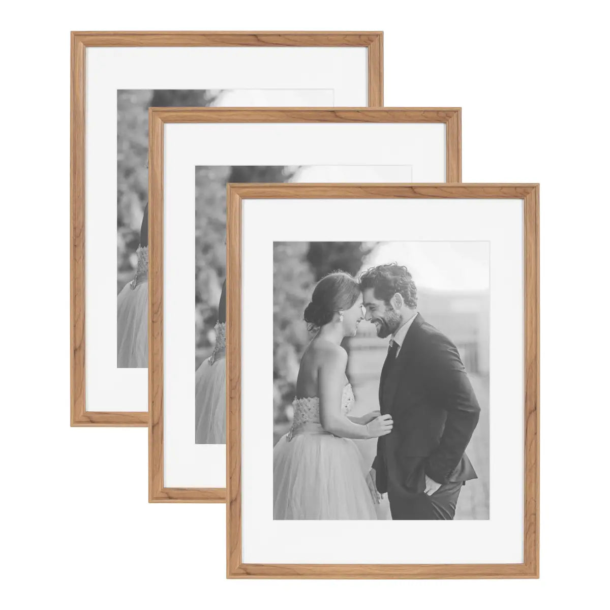 Adlynn Photo Frames - Set of 3 - Brown / 14x18 matted to 11x14 - kateandlaurel