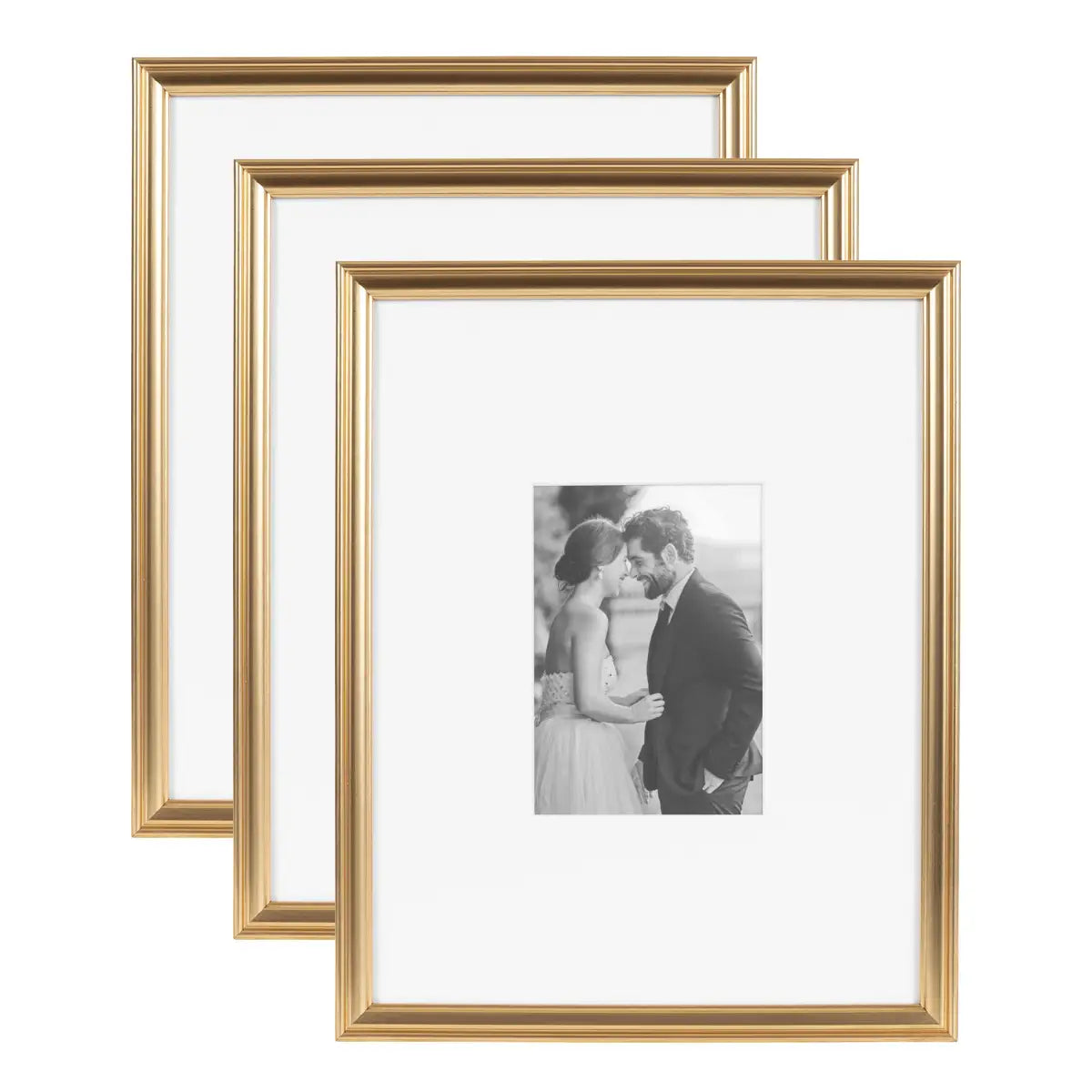 Adlynn Photo Frames - Set of 3 - Gold / 11x14 matted to 5x7 - kateandlaurel