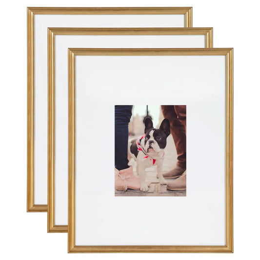 Adlynn Photo Frames - Set of 3 - Gold / 16x20 matted to 8x10 - kateandlaurel