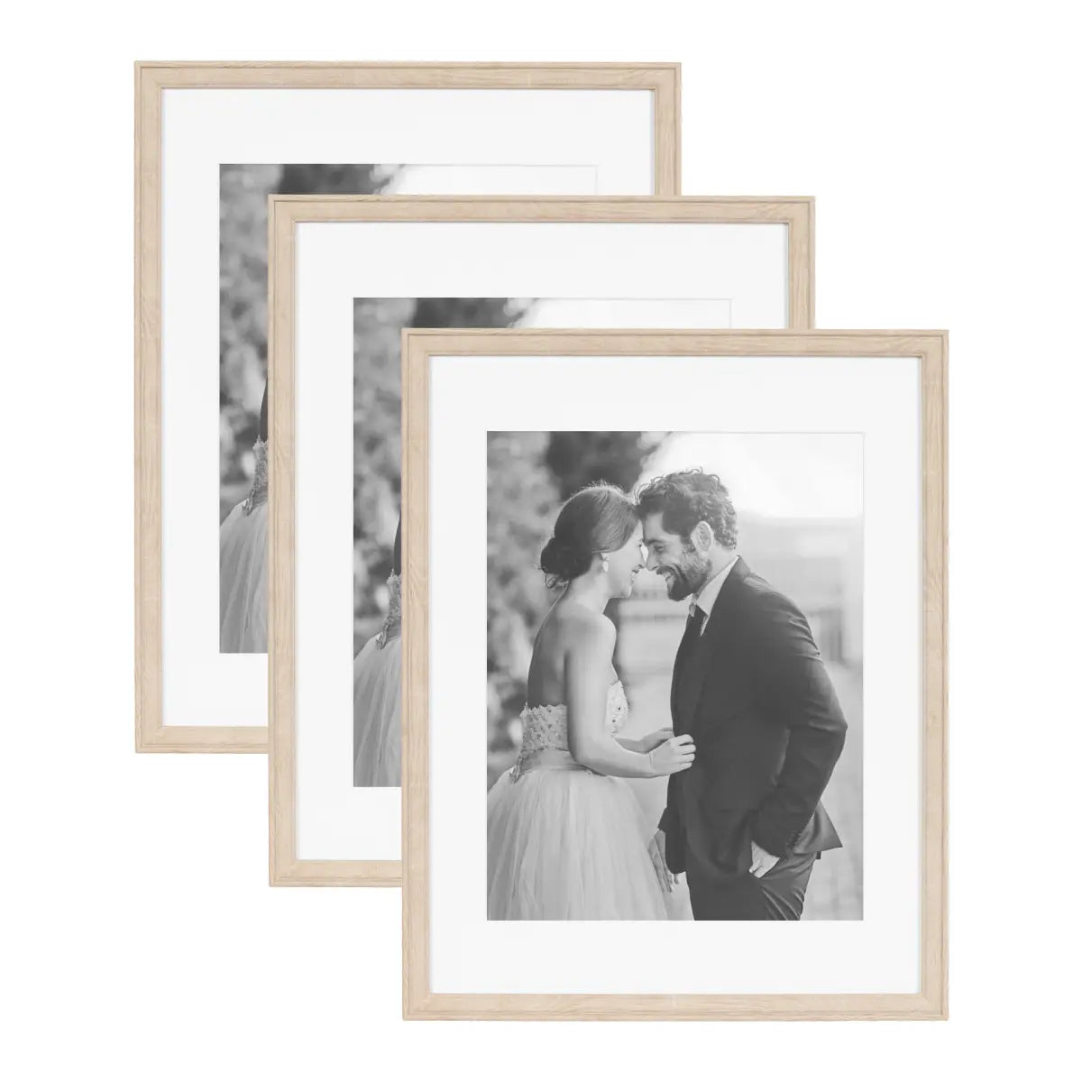 Adlynn Photo Frames - Set of 3 - Natural / 14x18 matted to 11x14 - kateandlaurel