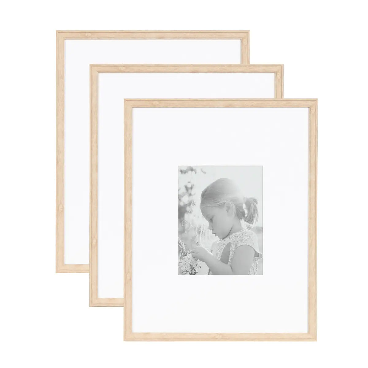 Adlynn Photo Frames - Set of 3 - Natural / 16x20 matted to 8x10 - kateandlaurel