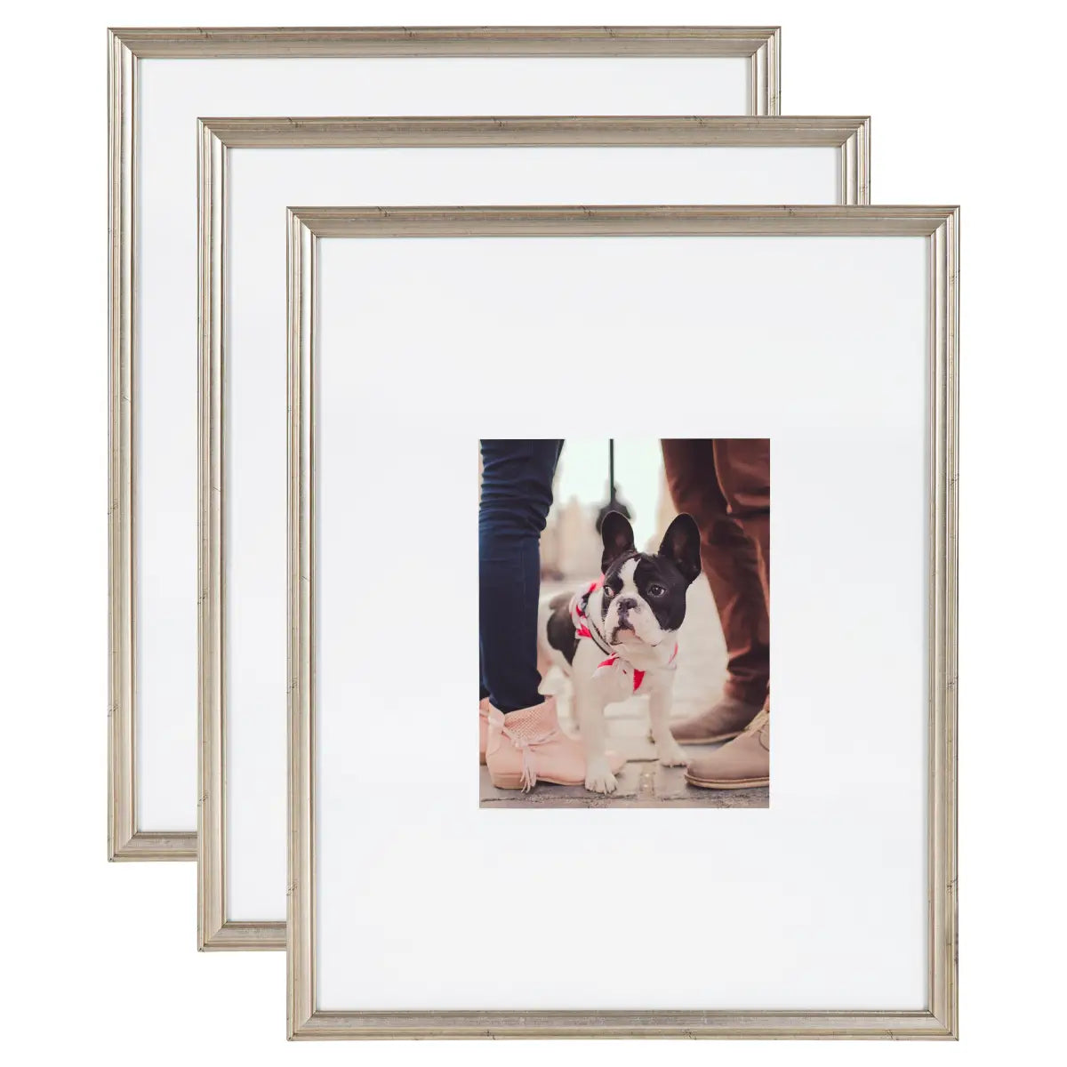 Adlynn Photo Frames - Set of 3 - Silver / 16x20 matted to 8x10 - kateandlaurel