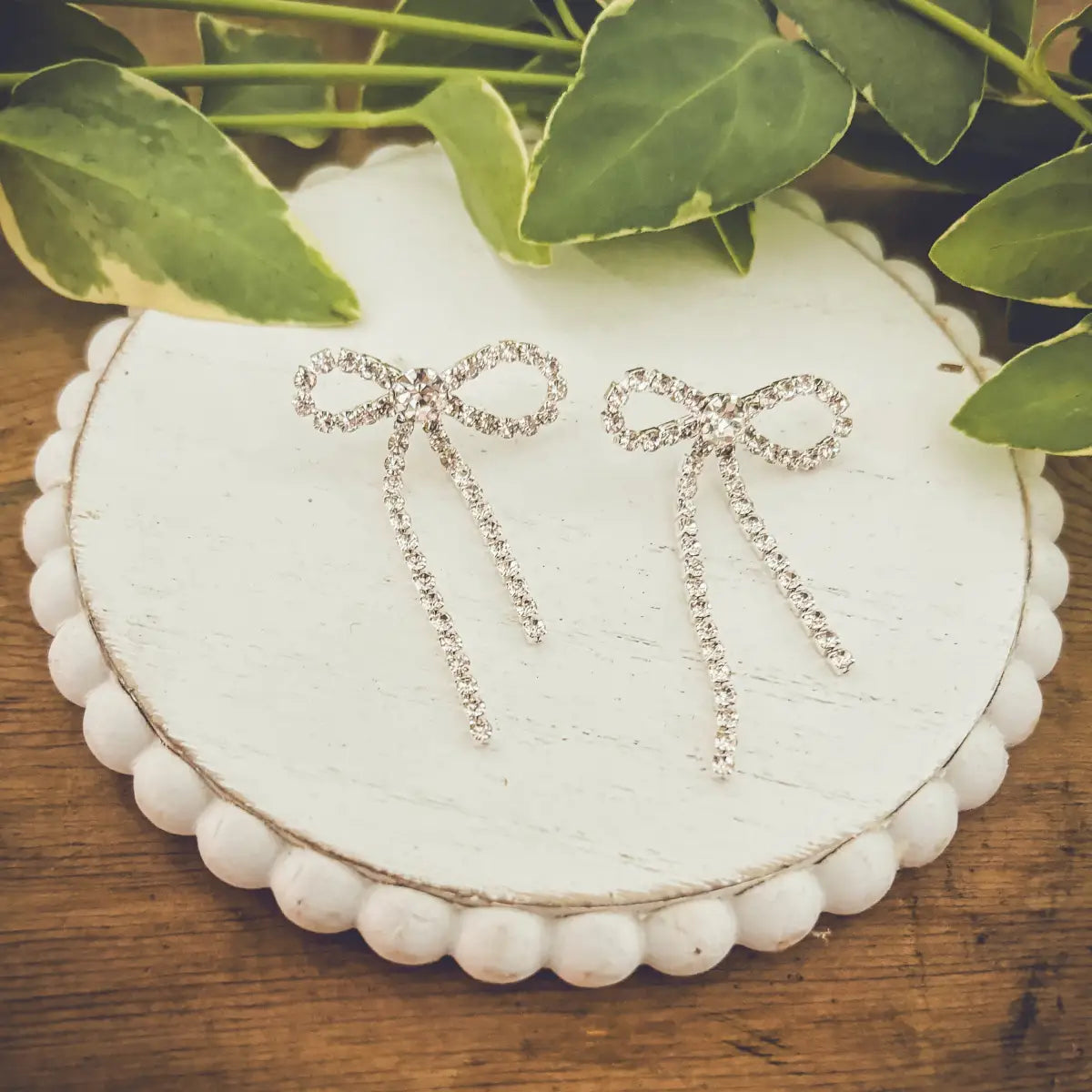 Crystal Bow Earrings - Rooted Home Goods