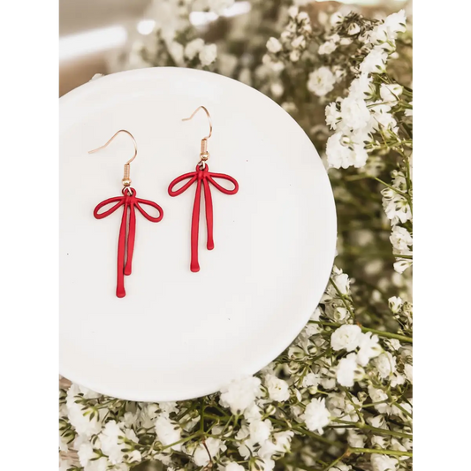 Red Bow Earrings - Rooted Home Goods