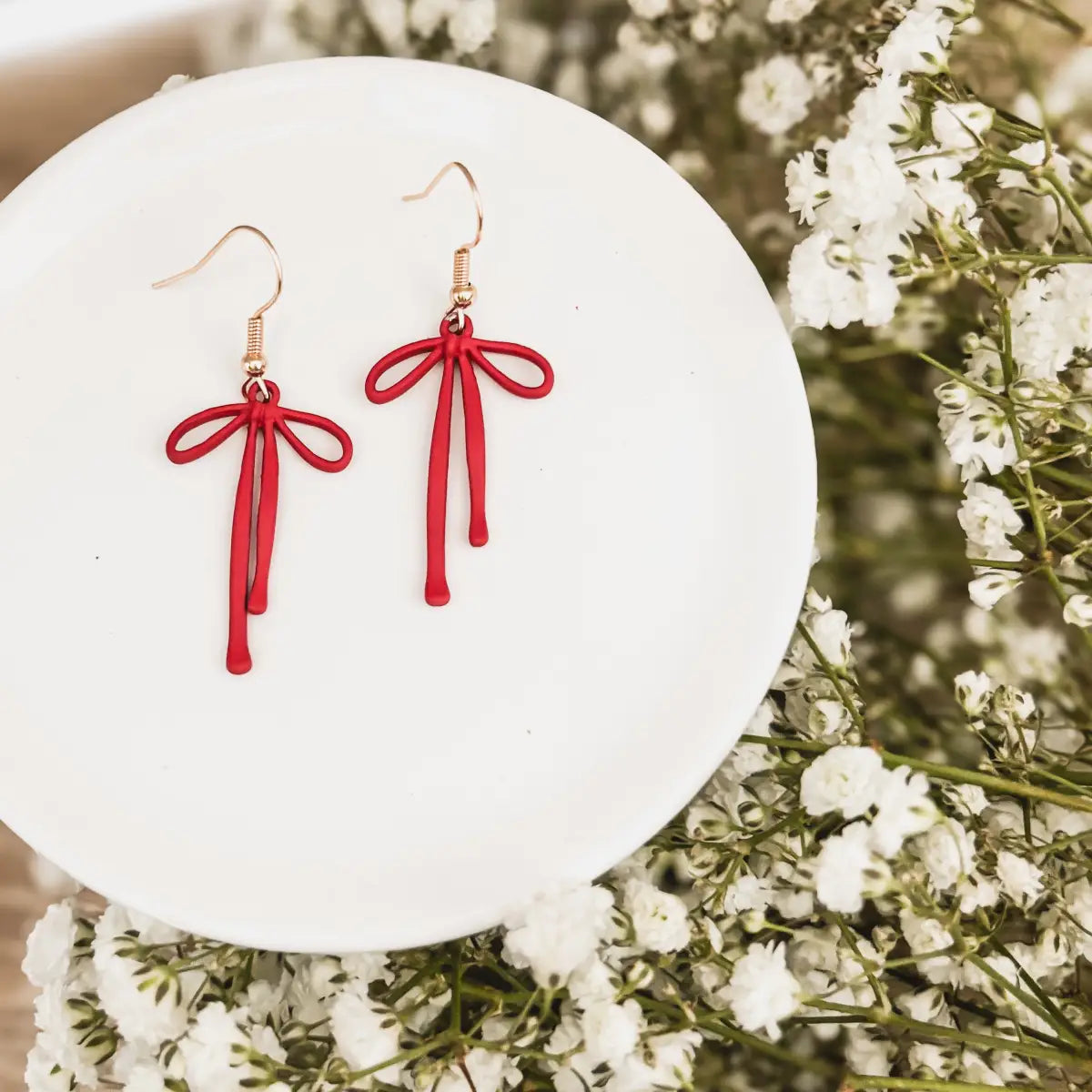 Red Bow Earrings - Rooted Home Goods
