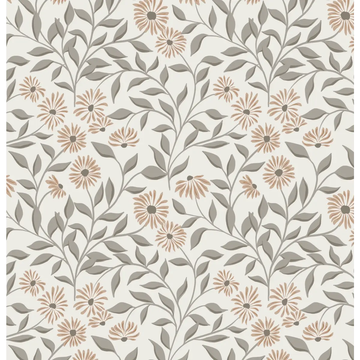 Adrian Wallpaper - Winding Daisies - by Lisee Ree - Sample 1 foot by 1 foot / Gray - Loomwell Home Goods