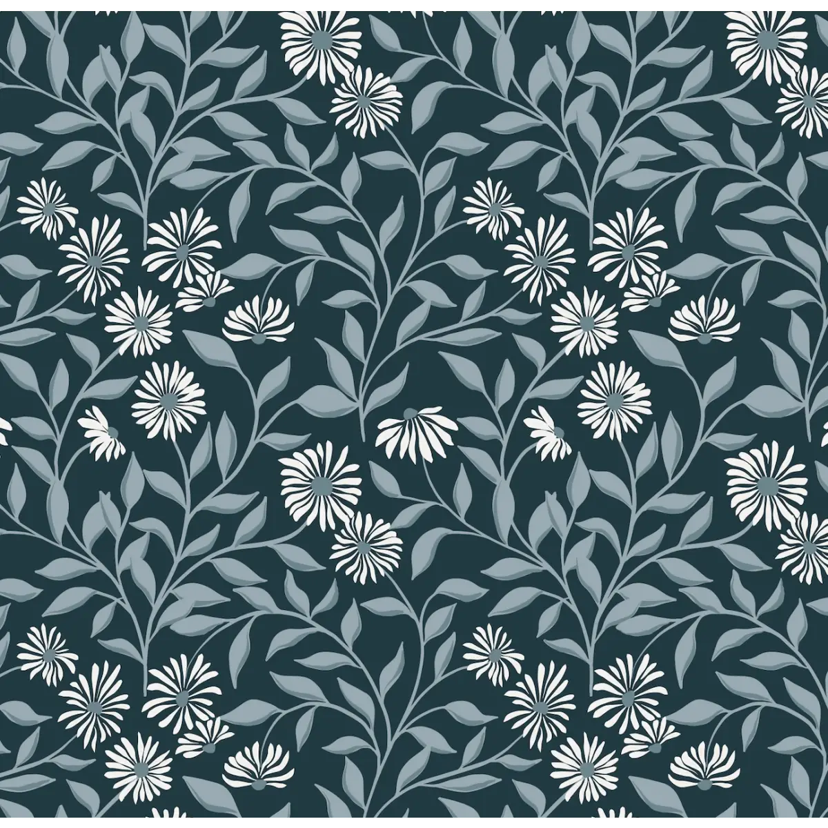Adrian Wallpaper - Winding Daisies - by Lisee Ree - Sample 1 foot by 1 foot / Light Blue - Loomwell Home Goods