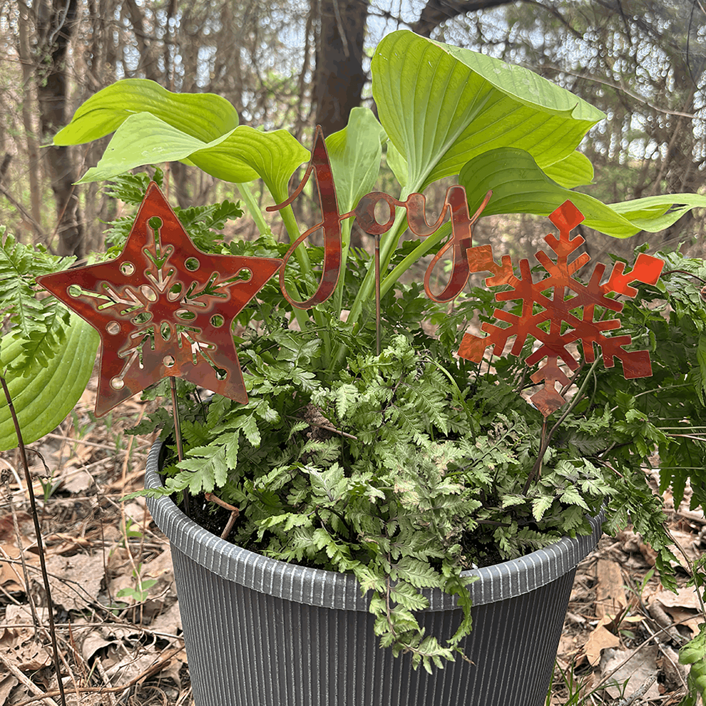 Joy Garden Stake - Copper - Christmas