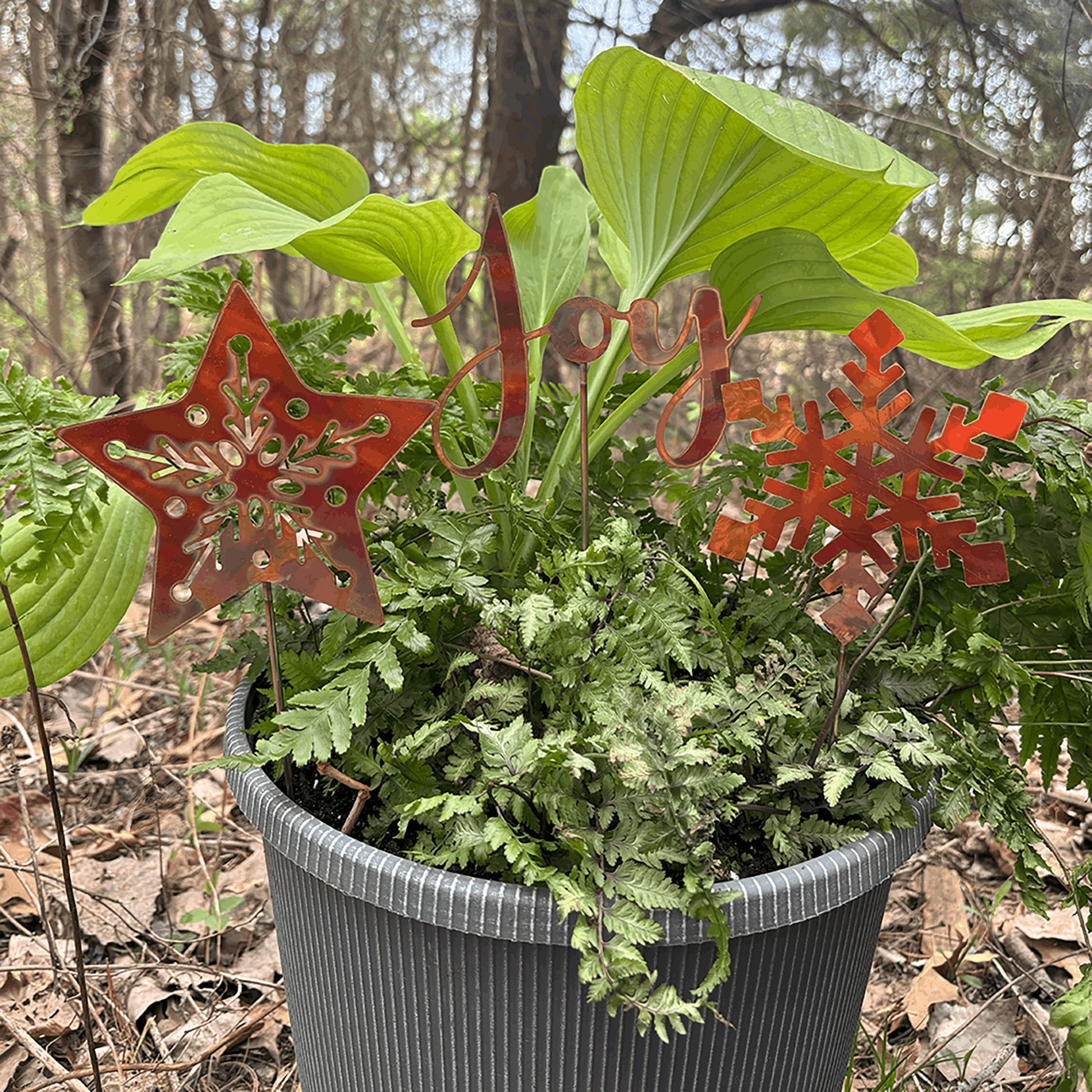 Joy Garden Stake - Copper - Christmas