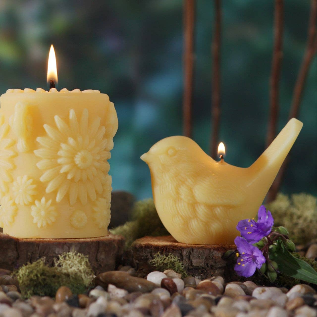 Upright Song Bird Beeswax Candle