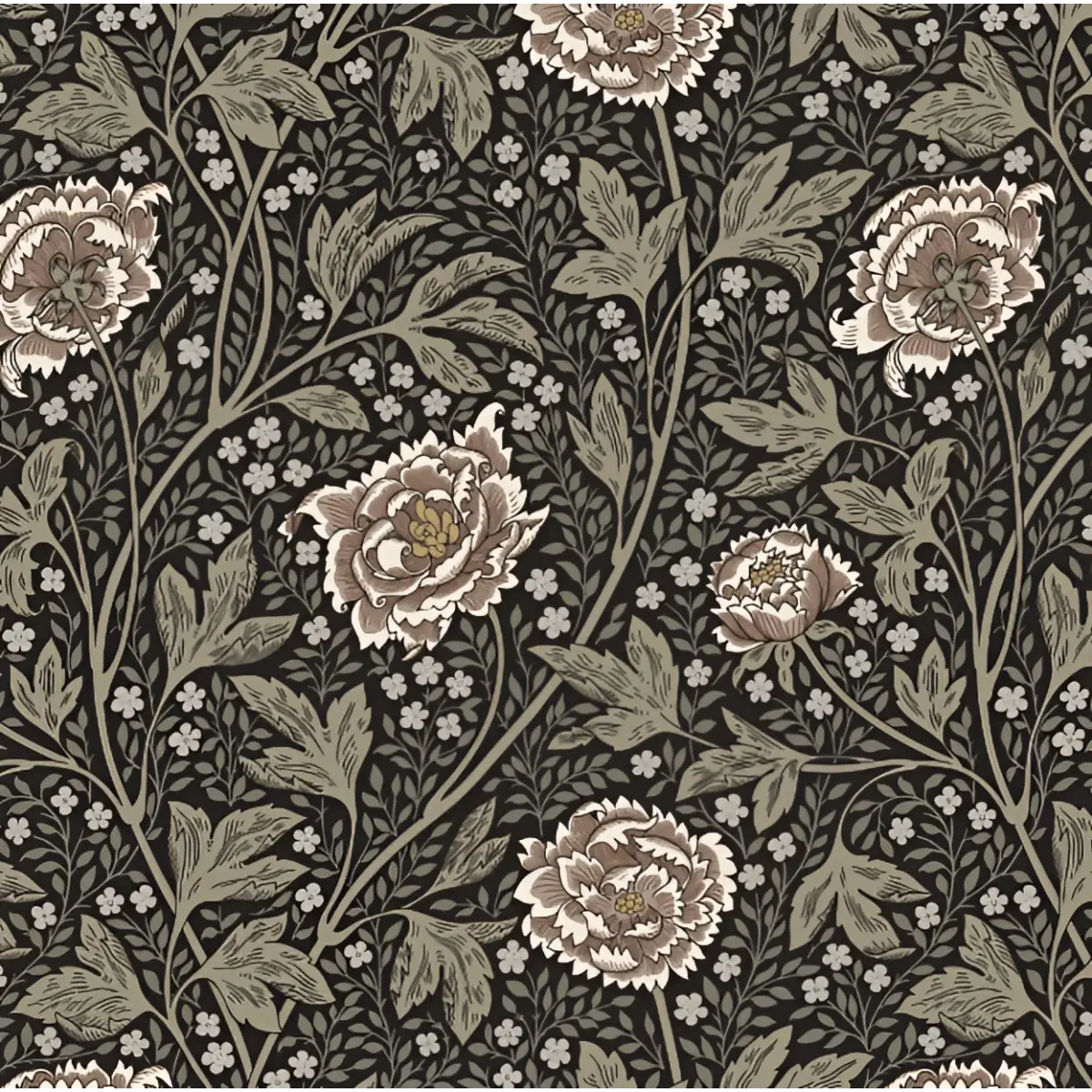 Agnes Wallpaper - Bold Floral - by Bear Bell - Sample 1 foot by 1 foot / Dark - Loomwell Home Goods