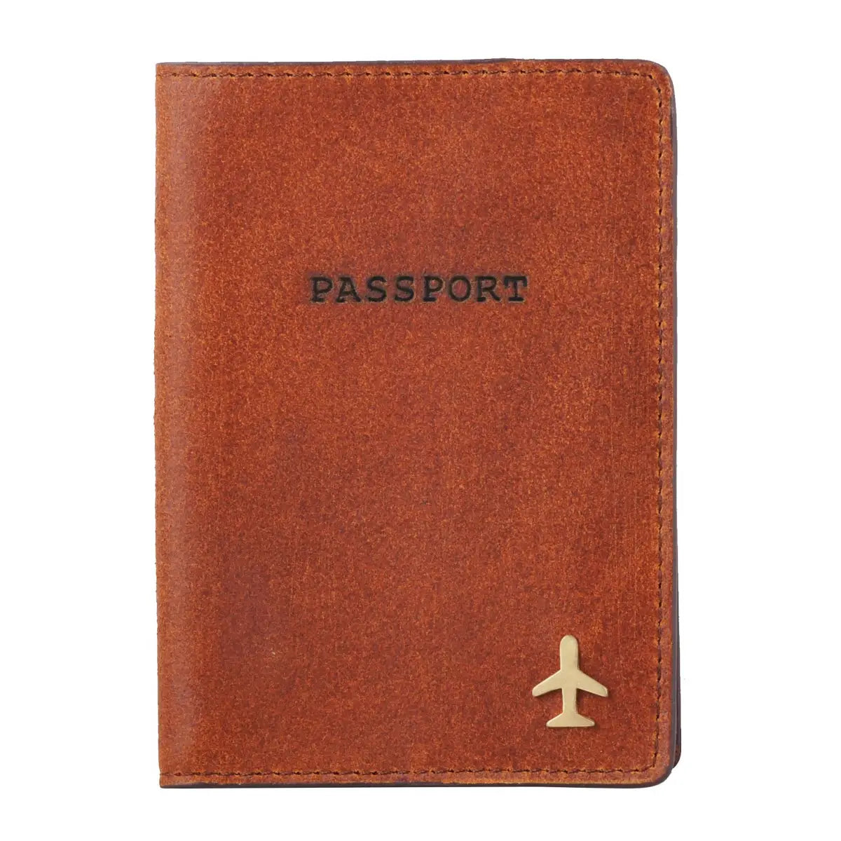 Leather Passport Holder with Airplane Icon - Most Wanted USA
