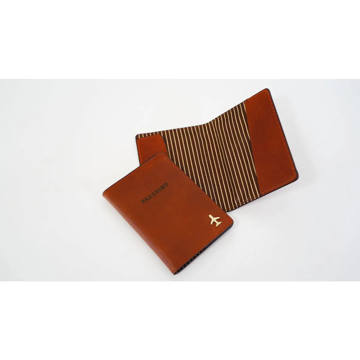 Leather Passport Holder with Airplane Icon - Most Wanted USA