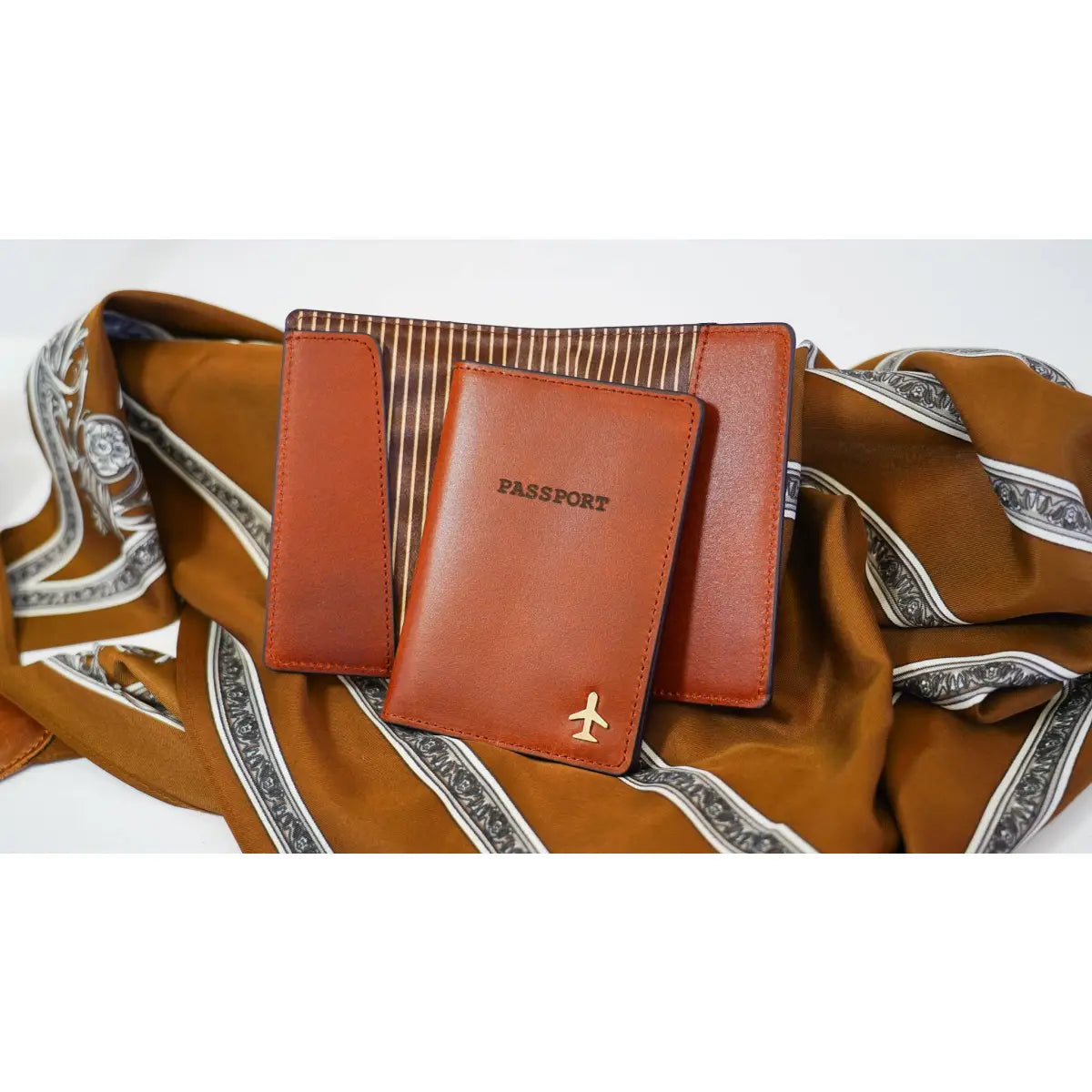 Leather Passport Holder with Airplane Icon - Most Wanted USA