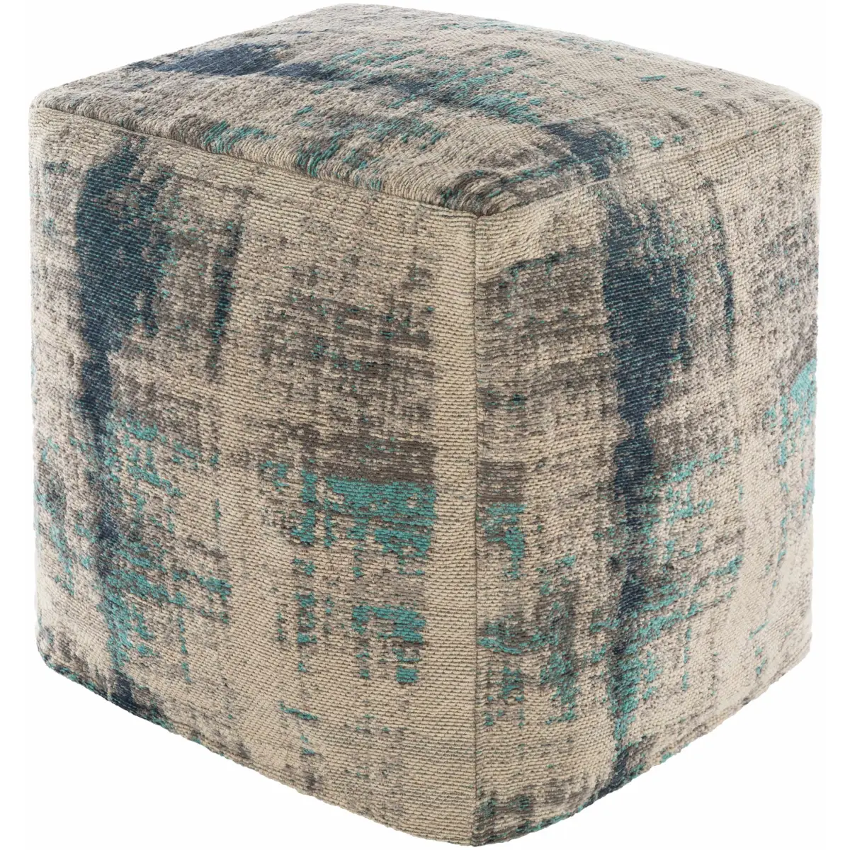 Albertville Knitted Gray Cotton Pouf - 18’’ Cube - Boutique Rugs