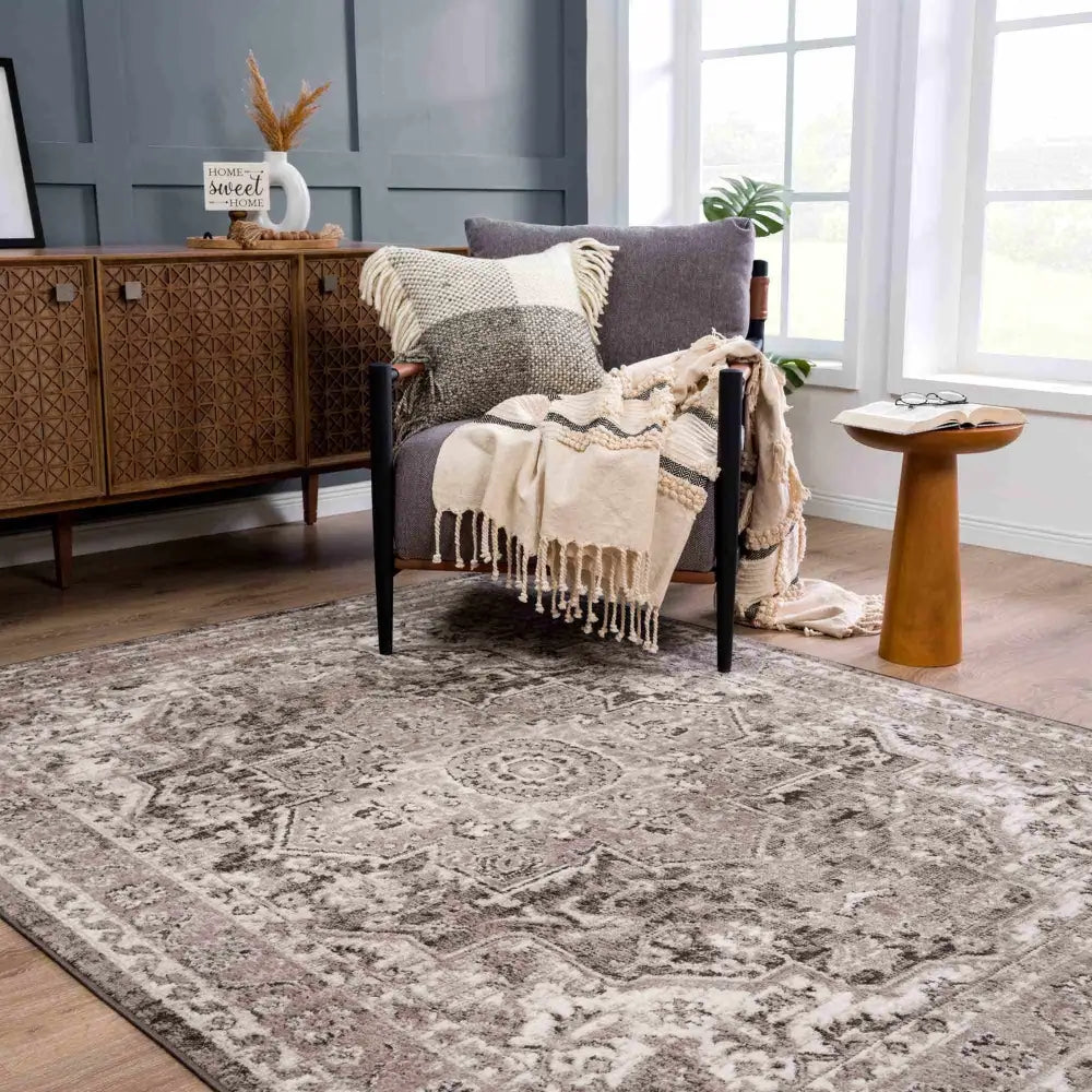 Albie Charcoal & Beige Area Rug - Clearance - Boutique Rugs