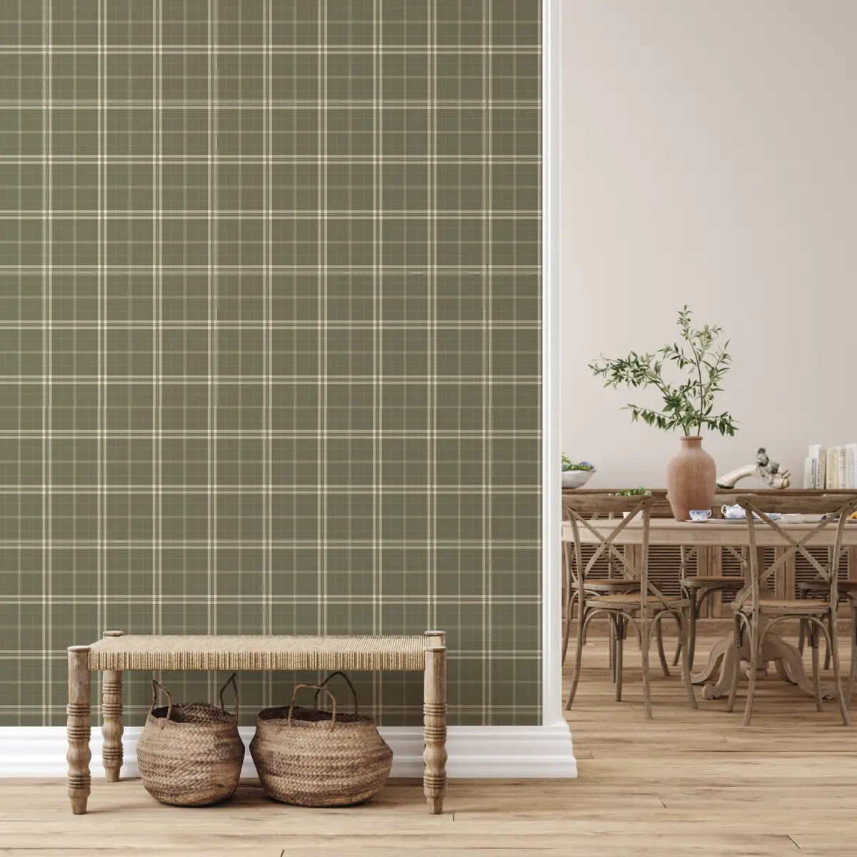 Alcott Wallpaper - Traditional Plaid - by Grateful Artsy Soul - Loomwell Home Goods