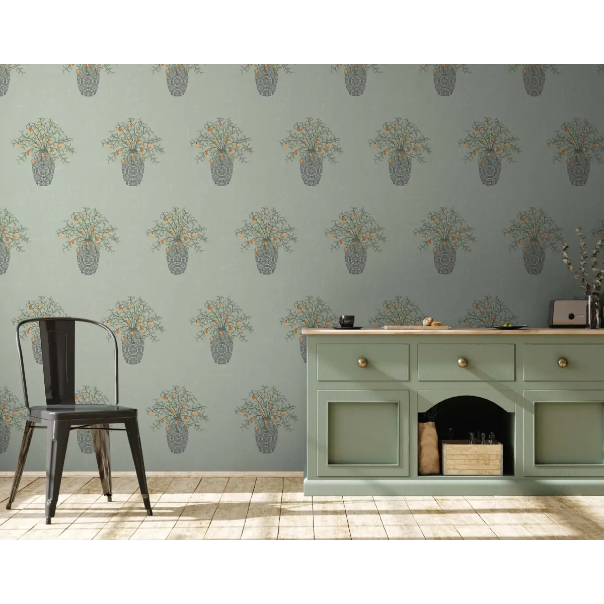 Alessa Wallpaper - Flower Vases - by The Bright Leaf Design - Loomwell Home Goods