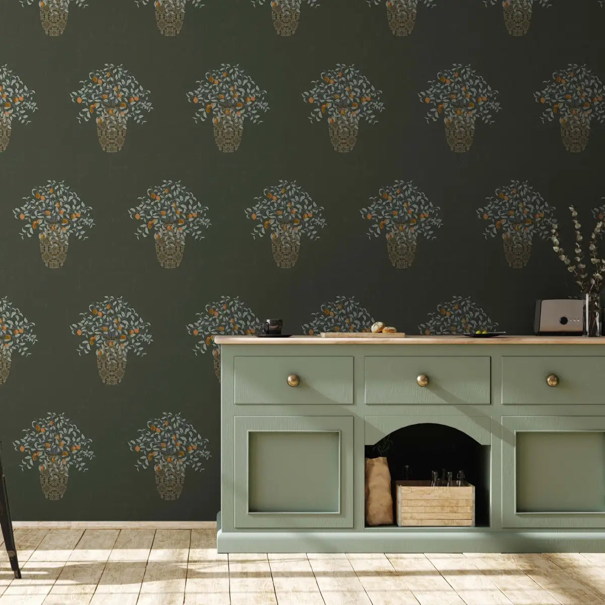 Alessa Wallpaper - Flower Vases - by The Bright Leaf Design - Loomwell Home Goods