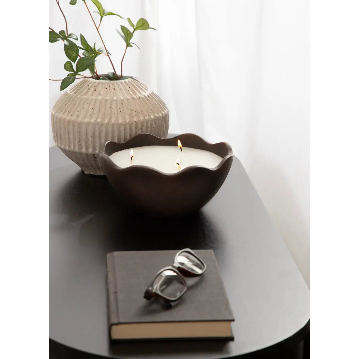 Alessia Scalloped Metal Candle Bowl - kateandlaurel