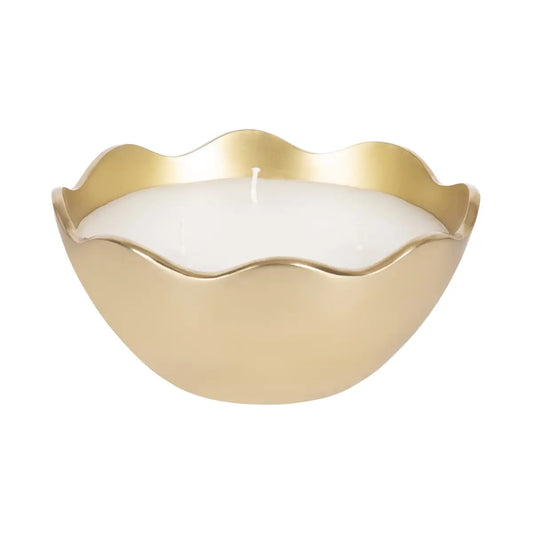 Alessia Scalloped Metal Candle Bowl - Gold - kateandlaurel