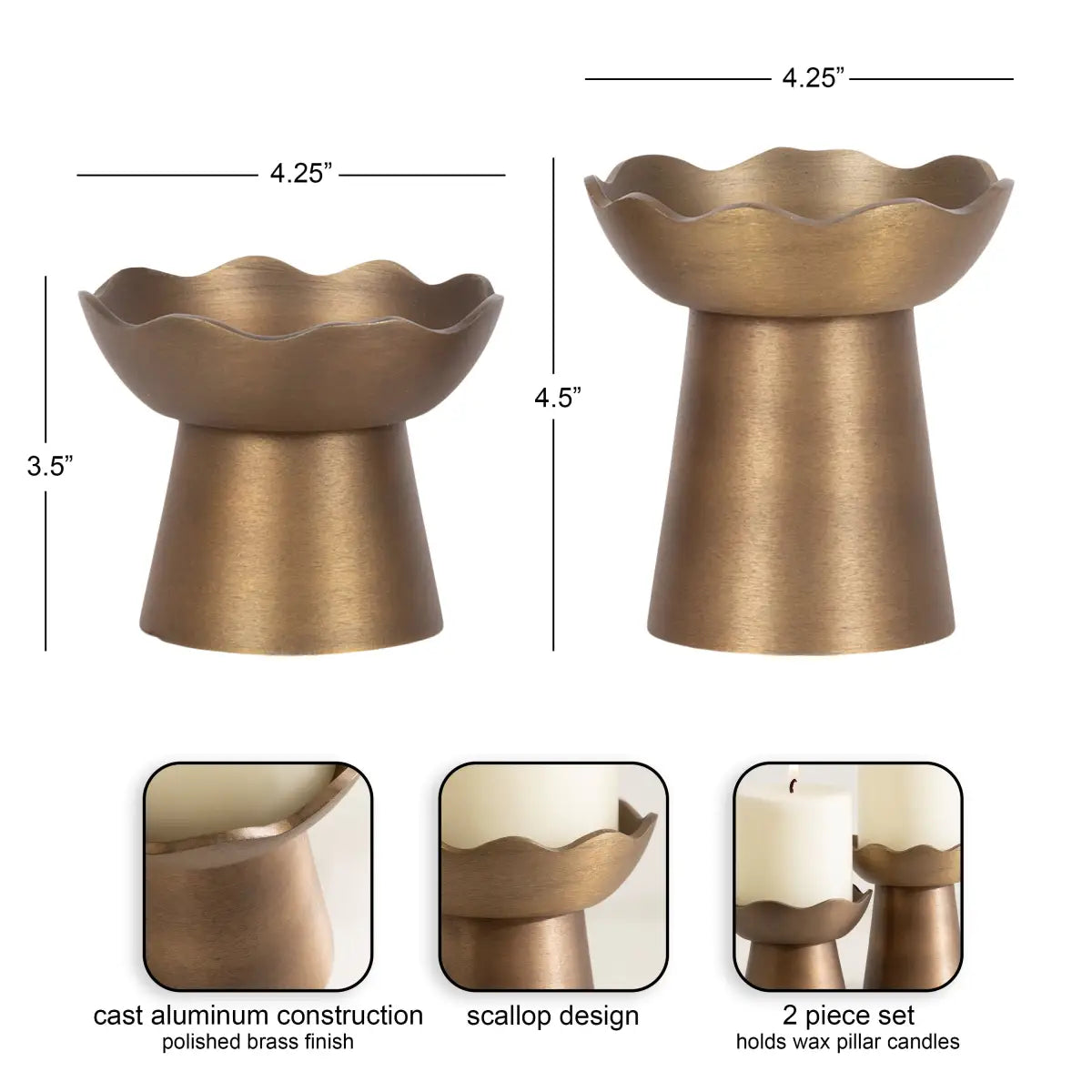 Alessia Metal Pillar Candle Holders - Set of 2 - kateandlaurel