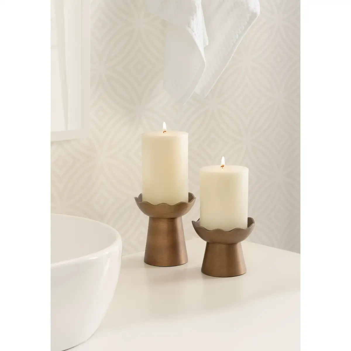Alessia Metal Pillar Candle Holders - Set of 2 - kateandlaurel