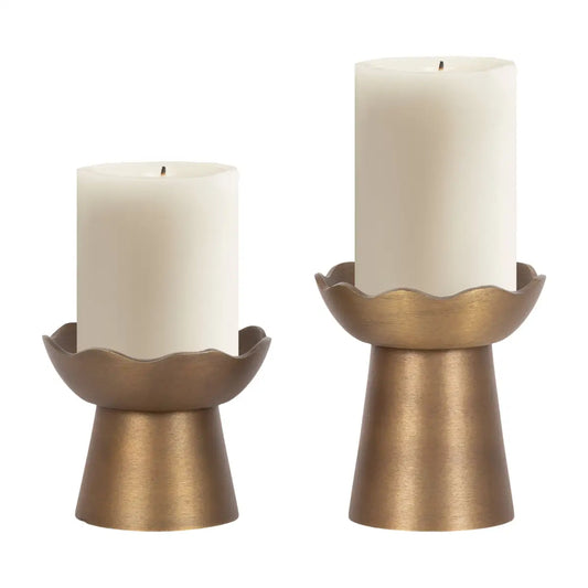 Alessia Metal Pillar Candle Holders - Set of 2 - kateandlaurel