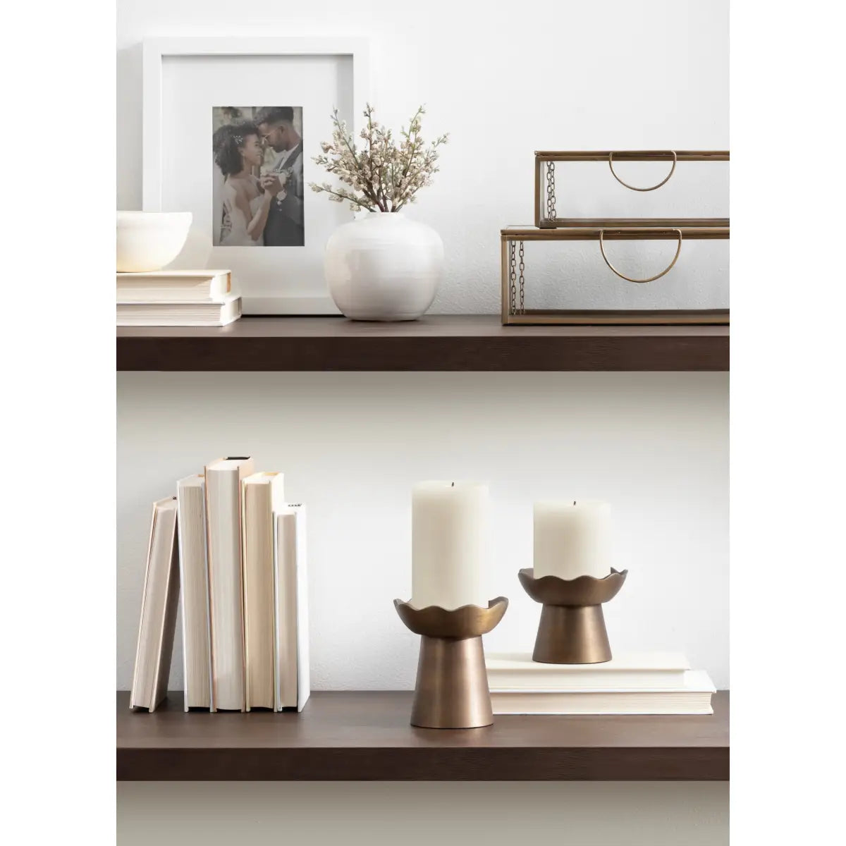 Alessia Metal Pillar Candle Holders - Set of 2 - kateandlaurel