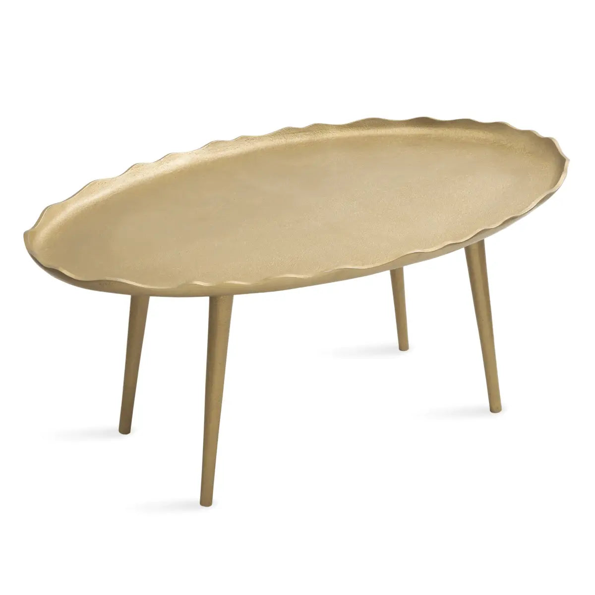 Alessia Oval Metal Coffee Table - Gold - kateandlaurel