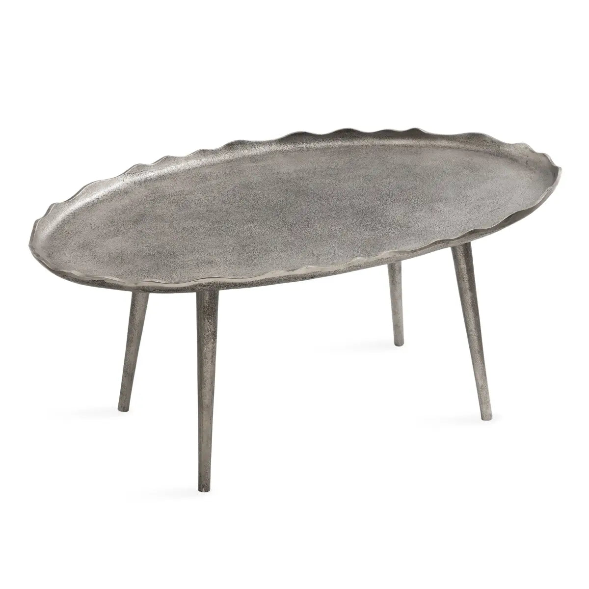 Alessia Oval Metal Coffee Table - Silver - kateandlaurel