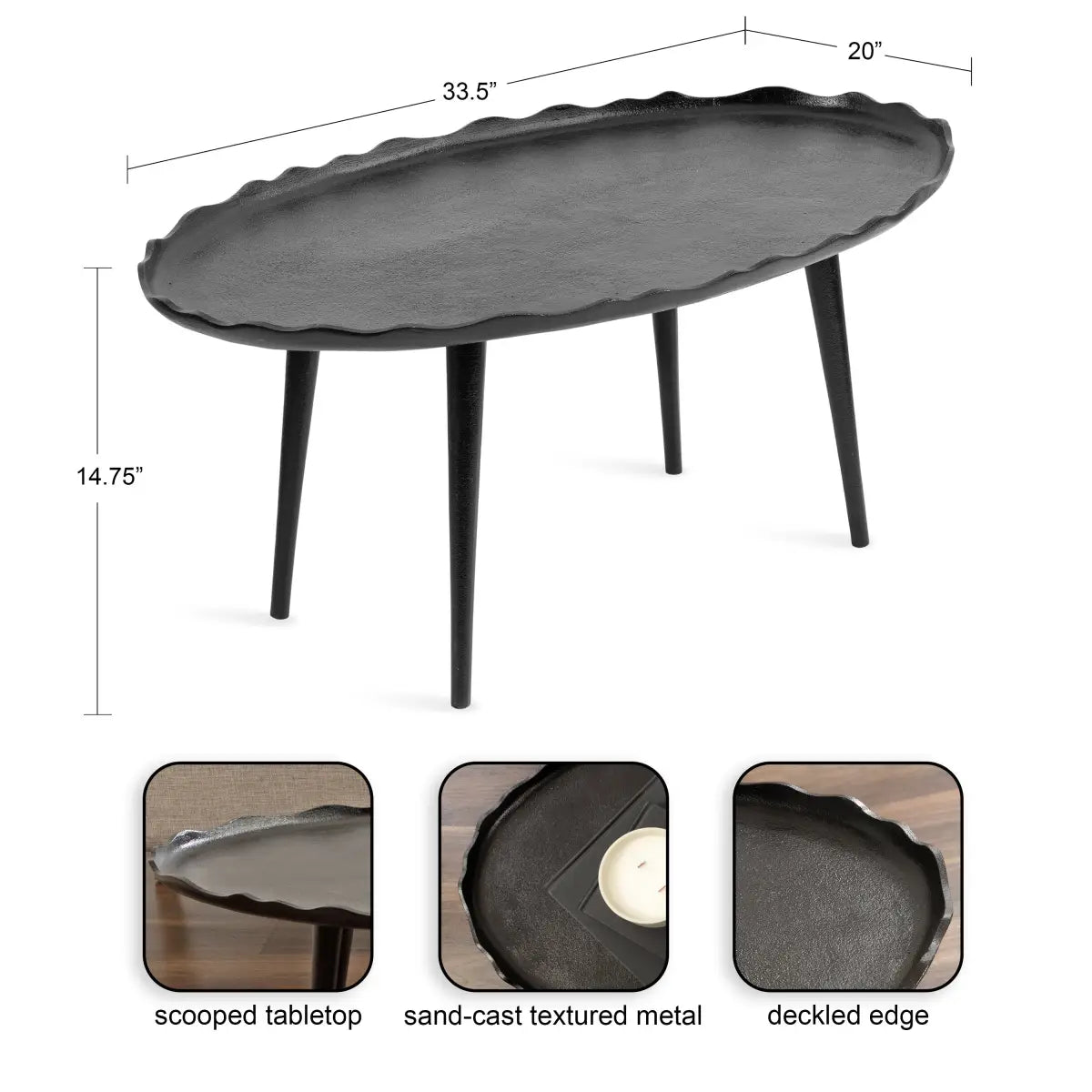Alessia Oval Metal Coffee Table - kateandlaurel